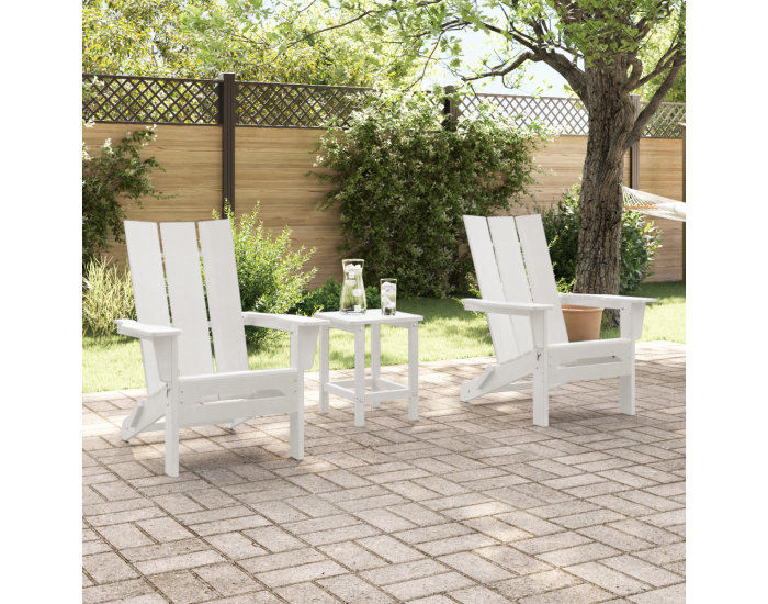 Сгъваеми столове Adirondack 2 бр Бял 74.5x80.5x90 см HDPE