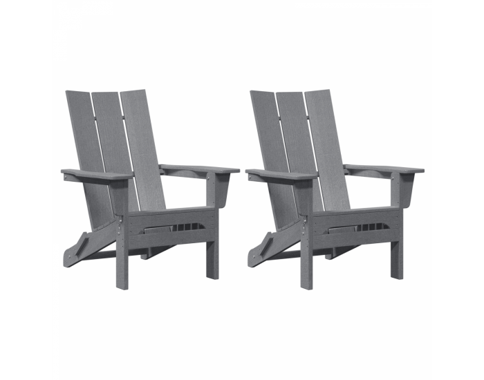 Сгъваеми столове Adirondack от Sonata H 2 броя светлосив 74.5x80.5x90 см HDPE