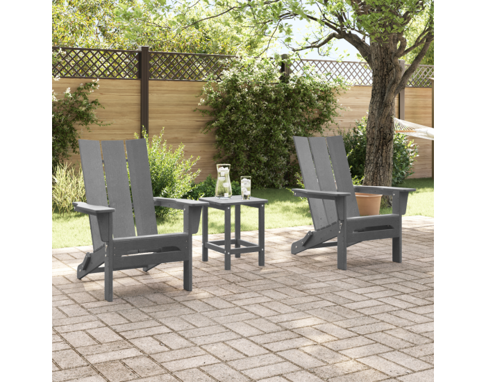 Сгъваеми столове Adirondack от Sonata H 2 броя светлосив 74.5x80.5x90 см HDPE