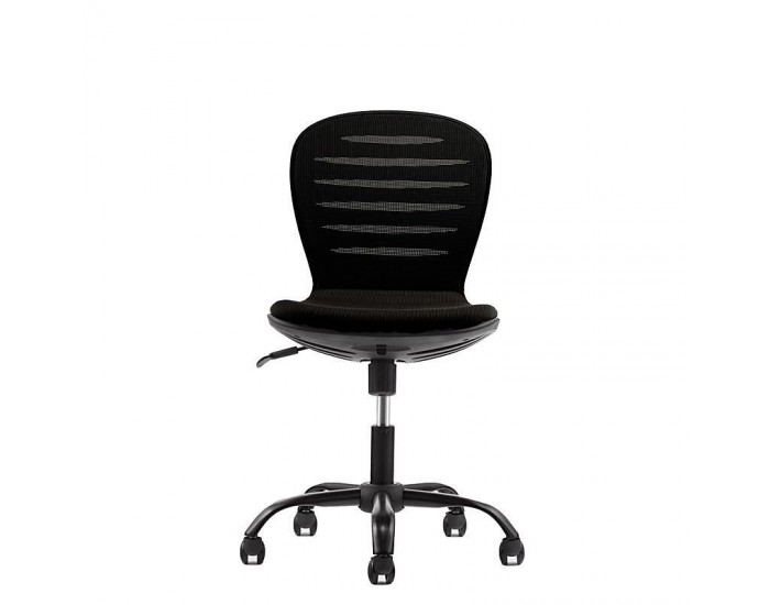 Детски стол RFG Flexy Black, дамаска и меш, черна седалка, черна облегалка