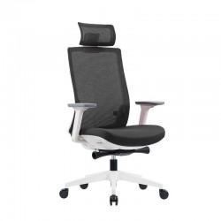 Ергономичен стол RFG Meteor White HB, дамаска и меш, до 130 kg, сива седалка, сива облегалка - Scaune de birou