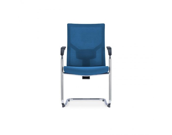 Посетителски стол RFG Snow Black M, дамаска и меш, до 120 kg, тъмносиня седалка, тъмносиня облегалка, 2 броя в комплект
