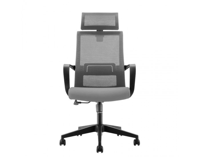 Директорски стол RFG Smart HB, дамаска и меш, Tilt механизъм, до 120 kg, тъмносива седалка, сива облегалка