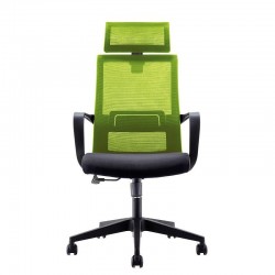 Директорски стол RFG Smart HB, дамаска и меш, Tilt механизъм, до 120 kg, черна седалка, зелена облегалка - Scaune de birou