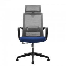 Директорски стол RFG Smart HB, дамаска и меш, Tilt механизъм, до 120 kg, тъмносиня седалка, сива облегалка - Scaune de birou
