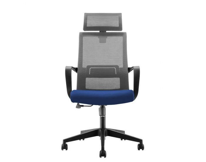 Директорски стол RFG Smart HB, дамаска и меш, Tilt механизъм, до 120 kg, тъмносиня седалка, сива облегалка