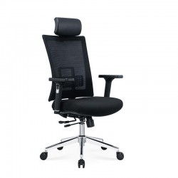 Ергономичен стол RFG Luxe HB Chrome, дамаска и меш, Multi-function механизъм, до 120 kg, черна седалка, черна облегалка - Scaune de birou