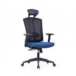 Директорски стол RFG Brixxen HB, дамаска и меш, Tilt механизъм, до 120 kg, тъмносиня седалка, черна облегалка - Scaune de birou