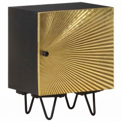 Sonata H Нощно шкафче с месингова предна част 40x30x50 см манго масив - Noptiere