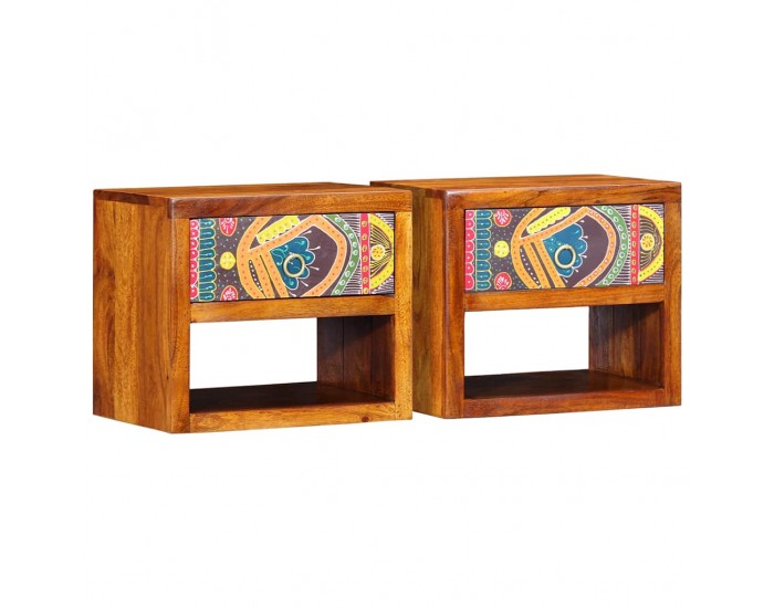 Sonata H Нощен шкаф 2 pcs Кафяво 40 x 35 x 35 см Акациево дърво масив