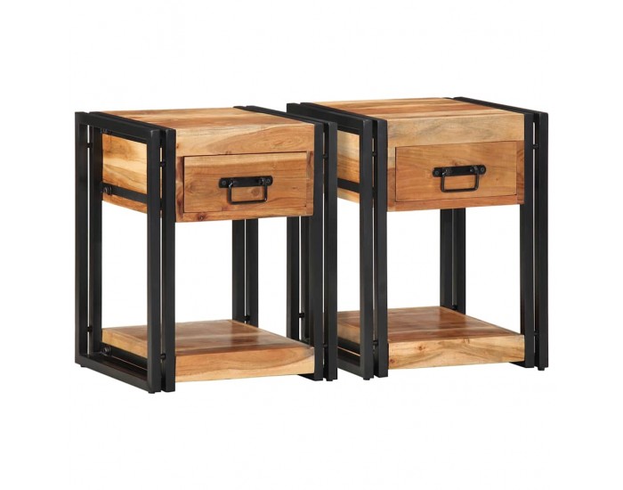 Sonata H Нощен шкаф 2 pcs Кафяво 40 x 35 x 50 см Акациево дърво масив