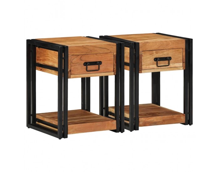 Sonata H Нощен шкаф 2 pcs Кафяво 40 x 40 x 50 cm Акациево дърво масив