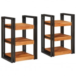 Sonata H Нощно шкафче 2 pcs Кафяв и черен Солидно дърво акация - Noptiere