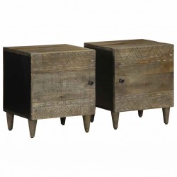 Sonata Noptiere 2 buc Gri deschis 40x33x46 cm Lemn masiv de mango