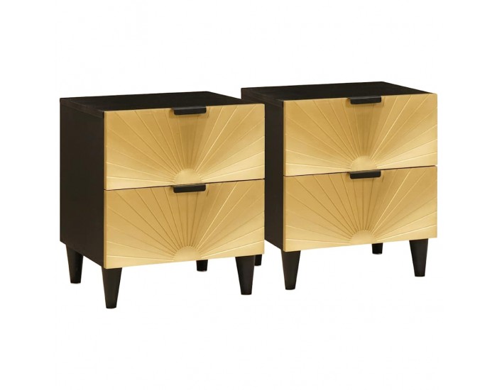 Sonata H Нощно шкафче с чекмедже 2 pcs Черен и златен 40 x 33.5 x 46 см
