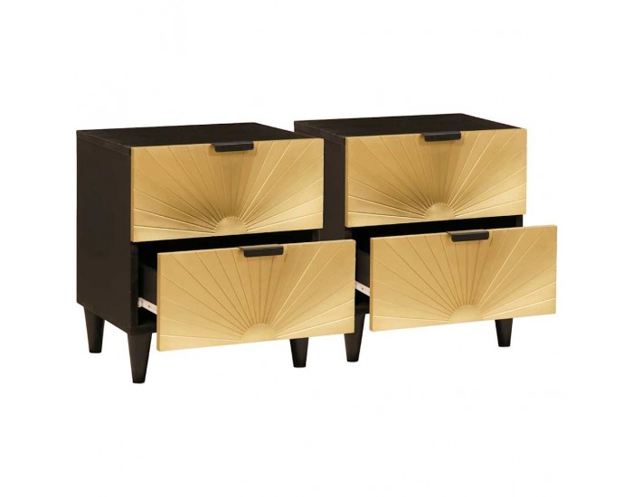 Sonata H Нощно шкафче с чекмедже 2 pcs Черен и златен 40 x 33.5 x 46 см