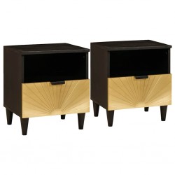Sonata H Нощно шкафче с чекмедже 2 pcs Черен и златен 40 x 33 x 46 см - Noptiere