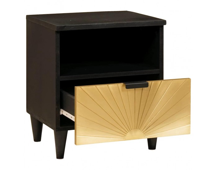 Sonata H Нощно шкафче с чекмедже 2 pcs Черен и златен 40 x 33 x 46 см
