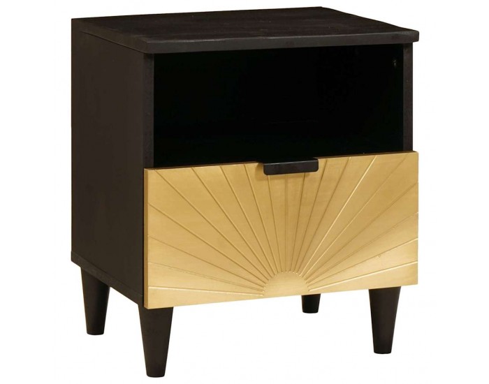 Sonata H Нощно шкафче с чекмедже 2 pcs Черен и златен 40 x 33 x 46 см
