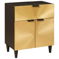Sonata H Нощно шкафче Черен и златен 50 x 33 x 60 см мангово дърво масив - Noptiere