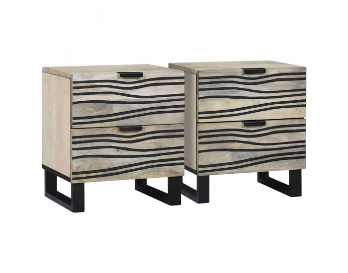 Sonata H Нощен шкаф с чекмедже 2 pcs Бяло и черно 40 x 33 x 46 см