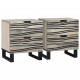 Sonata H Нощен шкаф с чекмедже 2 pcs Бяло и черно 40 x 33 x 46 см