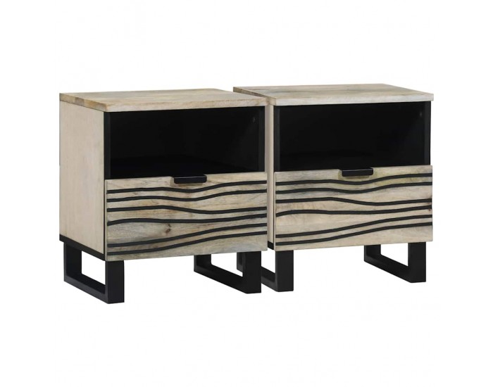Sonata H Нощен шкаф с чекмедже 2 pcs Бяло и черно 40 x 33 x 46 см