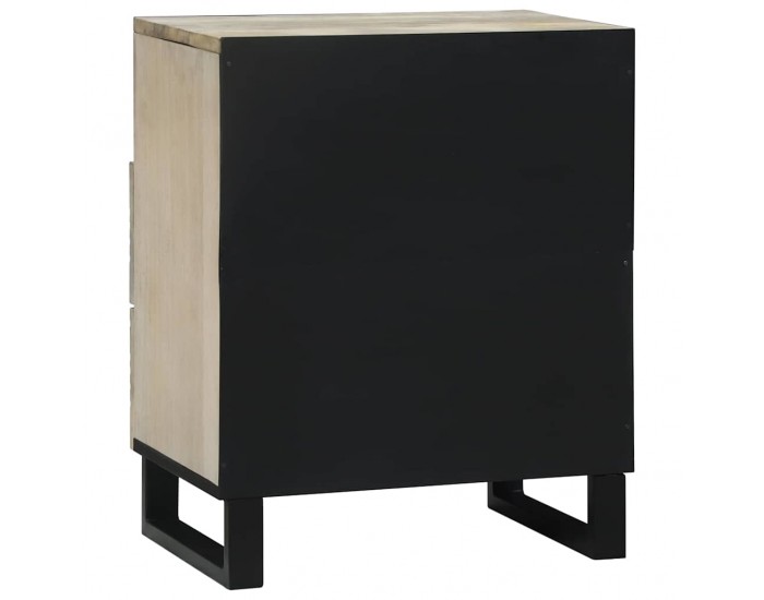Sonata H Нощен шкаф Бяло и черно 50 x 33 x 60 см мангово дърво масив