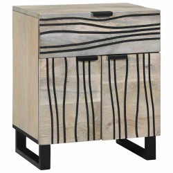 Sonata H Нощен шкаф Бяло и черно 50 x 33 x 60 см мангово дърво масив - Noptiere