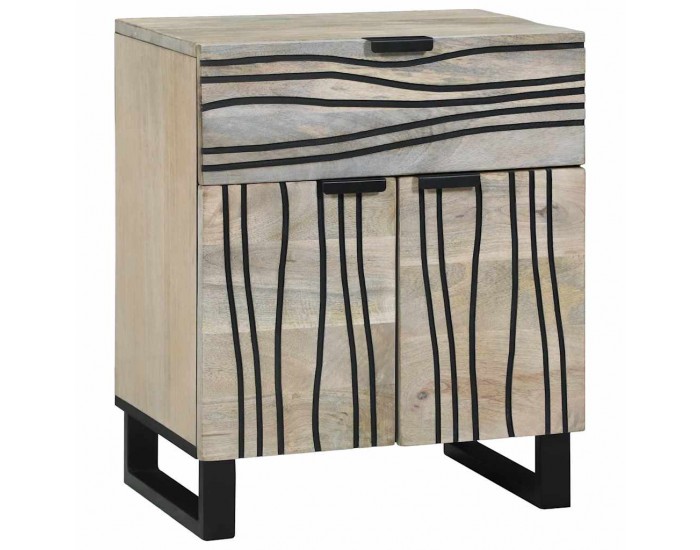 Sonata H Нощен шкаф Бяло и черно 50 x 33 x 60 см мангово дърво масив