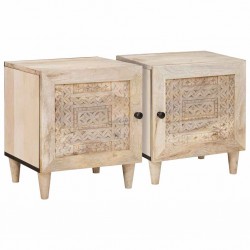 Sonata H Нощно шкафче 2 pcs Бежово 40 x 33 x 46 см мангово дърво масив - Noptiere
