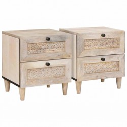 Sonata H Нощно шкафче 2 pcs Бежово 40 x 33 x 46 см мангово дърво масив - Noptiere