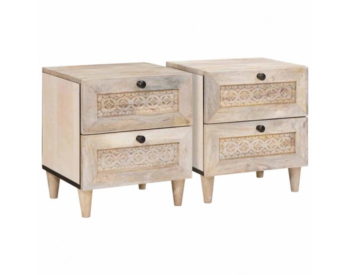 Sonata H Нощно шкафче 2 pcs Бежово 40 x 33 x 46 см мангово дърво масив