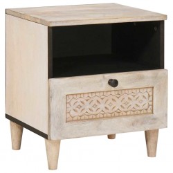 Sonata H Нощно шкафче Бежово 40 x 33 x 46 см мангово дърво масив - Noptiere