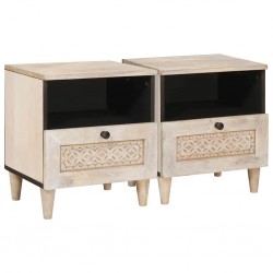 Sonata H Нощно шкафче 2 pcs Бежово 40 x 33 x 46 см мангово дърво масив - Noptiere