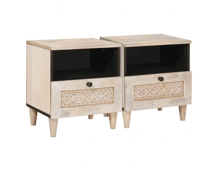 Sonata H Нощно шкафче 2 pcs Бежово 40 x 33 x 46 см мангово дърво масив