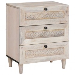 Sonata H Нощно шкафче Бежово 50 x 33 x 60 см мангово дърво масив - Noptiere