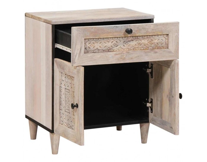 Sonata H Нощно шкафче с врата Бежово 50 x 33 x 60 см мангово дърво масив