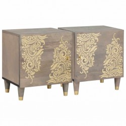 Sonata H Нощен шкаф 2 pcs Сив 40 x 33 x 46 см мангово дърво масив - Noptiere