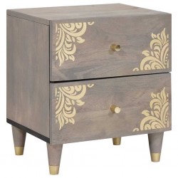 Sonata H Нощен шкаф с чекмедже Сив 40 x 33 x 46 см мангово дърво масив - Noptiere