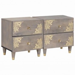 Sonata H Нощен шкаф 2 pcs Сив 40 x 33 x 46 см мангово дърво масив - Noptiere