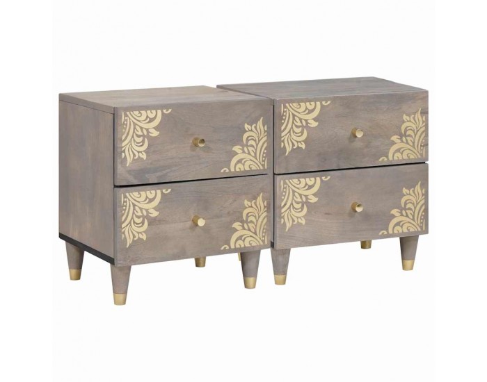 Sonata H Нощен шкаф 2 pcs Сив 40 x 33 x 46 см мангово дърво масив