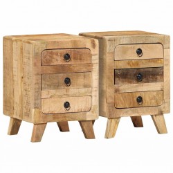 Sonata H Нощно шкафче 2 бр. 37x32x50 см Масивна дървесина Грубо манго - Noptiere