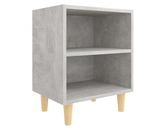 Sonata H Нощни шкафчета крака дърво масив 2 бр бетонно сиви 40x30x50 см