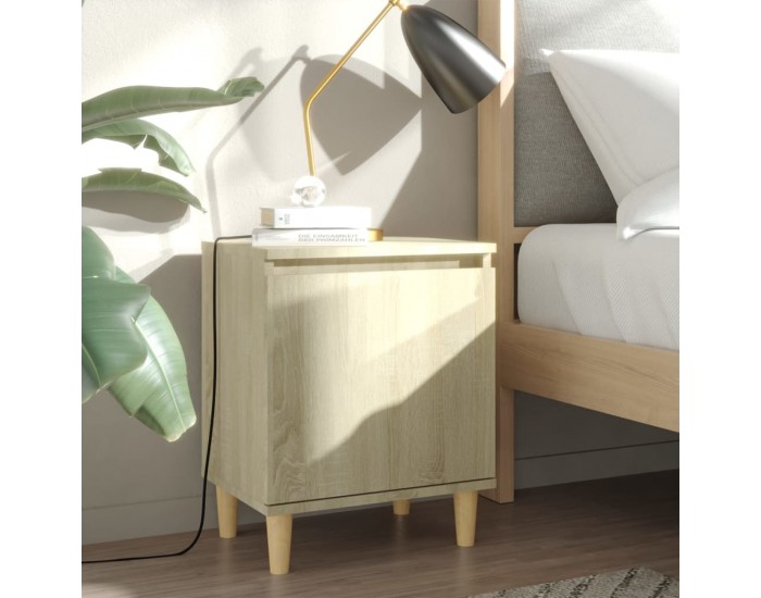 Sonata H Нощни шкафчета с крака дървен масив 2 бр дъб сонома 40x30x50 см