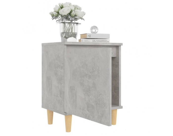 Sonata H Нощни шкафчета крака дърво масив 2 бр бетонно сиви 40x30x50 см