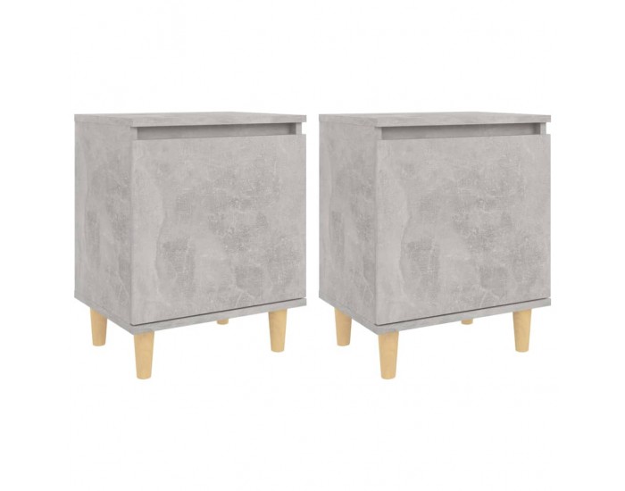 Sonata H Нощни шкафчета крака дърво масив 2 бр бетонно сиви 40x30x50 см