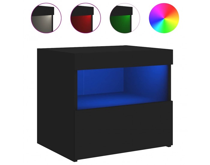 Sonata H Нощно шкафче с LED осветление, черни, 50x40x45 см