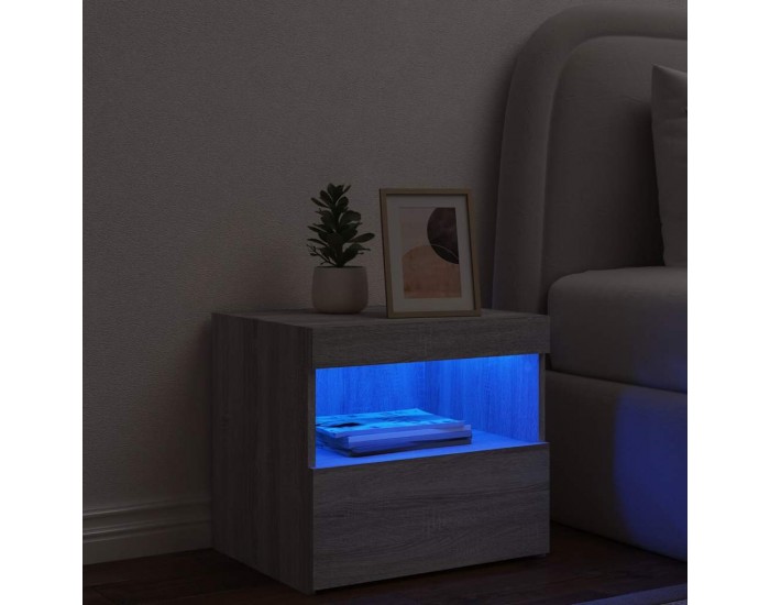 Sonata H Нощно шкафче с LED осветление, сив сонома, 50x40x45 см