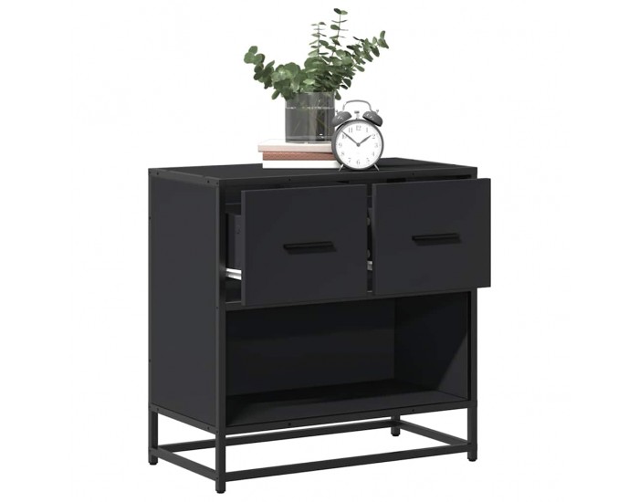 Sonata H Нощно шкафче черен 60x31x60 cм Изработена дървесина и метал